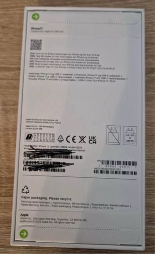 iPhone 17 color Morado 256GB precintado