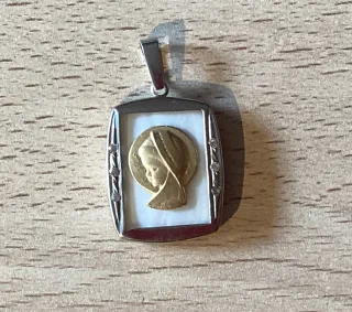 Medalla Plata Oro Nácar Virgen María