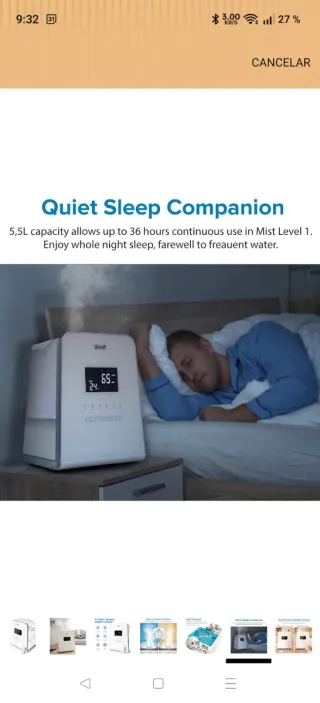 Humidificador Levoit Ultrasónico 5.5L Blanco