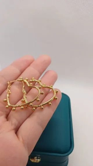 Pendientes Aro Corazón Chapado Oro 18k