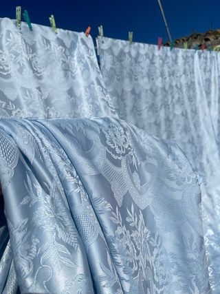 Tela adamascada antigua hilo de seda cortinas