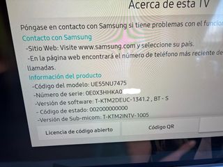 Smart TV 55 Samsung. Año 2020.