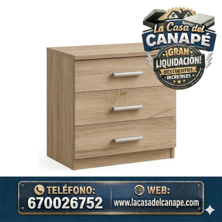 Mesita de Noche 3 Cajones La Casa del CANAPÉ
