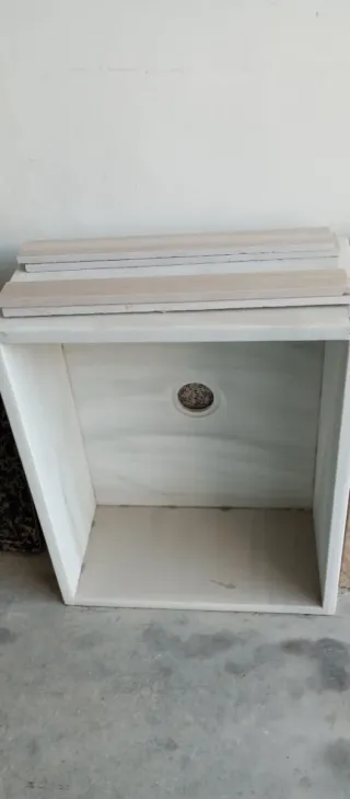 Fregadero de mármol beige y blanco