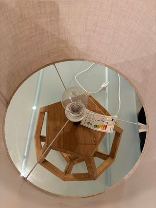 Lámpara de mesa madera y tela