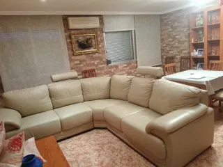 Sofá Rinconera Beige Piel