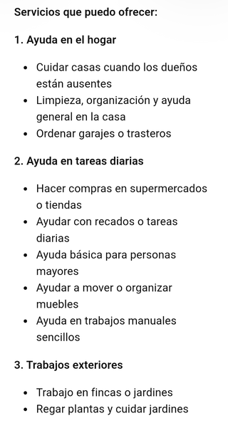 Ayuda en casa, recados, jardín, limpieza