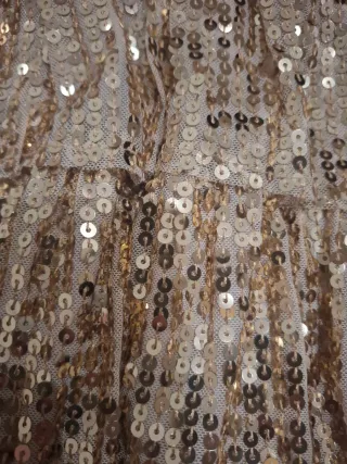 Falda corta lentejuelas doradas y plateadas