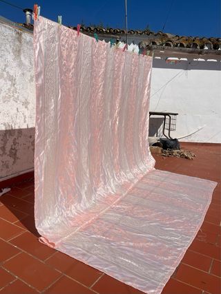 Tela antigua adamascada seda cortina