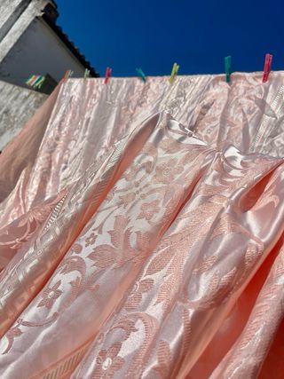 Tela antigua adamascada seda cortina