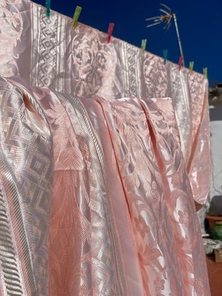 Tela antigua adamascada seda cortina