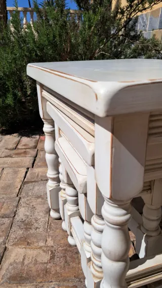 Conjunto 3 mesitas nido mueble madera vintage