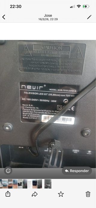 TV Nevir 22 LED Negra