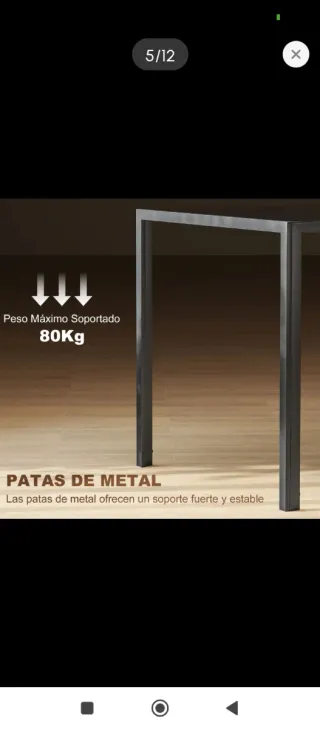 Mesa comedor cristal y metal negra