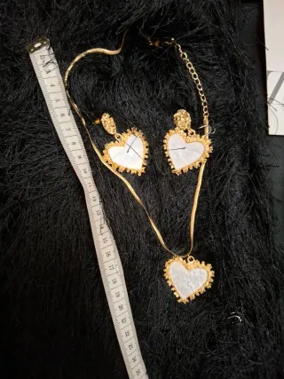 Conjunto Zara Corazón Blanco y Dorado