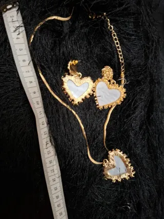 Conjunto Zara Corazón Blanco y Dorado