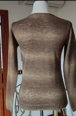 Maglietta donna in filo beige/marrone