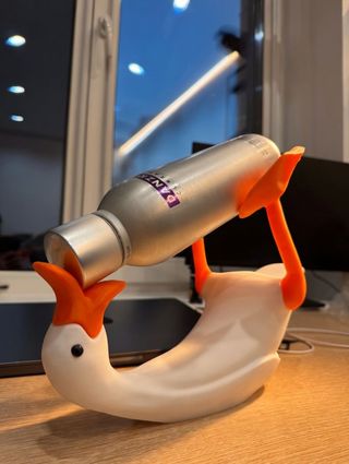 Soporte Botella Pato 3D Naranja Blanco