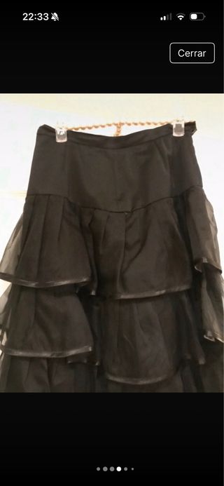 Falda larga volantes negra