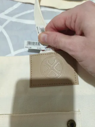 Bolso Tote Anartxy Tela Beige/Turquesa Nuevo