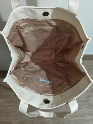 Bolso Tote Anartxy Tela Beige/Turquesa Nuevo