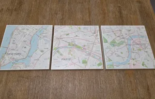 Set 3 Cuadros Mapas Ciudades (Ikea)