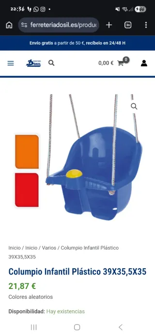 Columpio Infantil Plástico