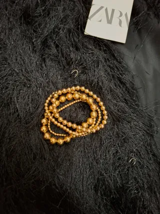 Pulsera perlas doradas zara