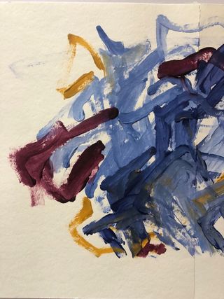 Arte original abstracto azul y ocre
