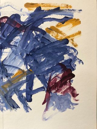 Arte original abstracto azul y ocre