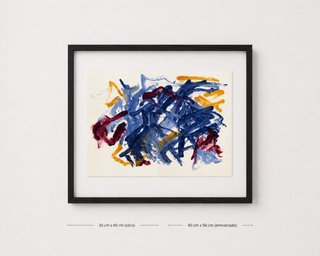 Arte original abstracto azul y ocre