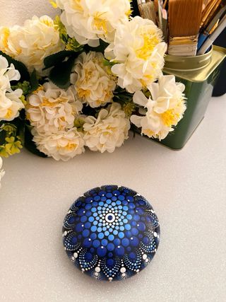 Pietra Mandala Decorativa Blu