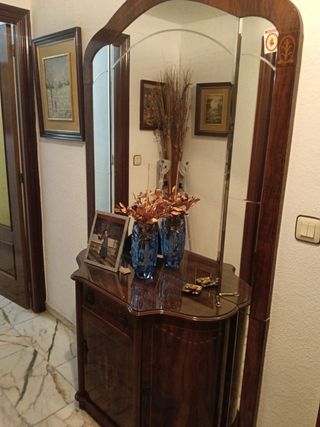 Mueble de entrada madera y cristal