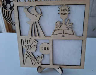 Cuadro Mi Primera Comunión madera + pie