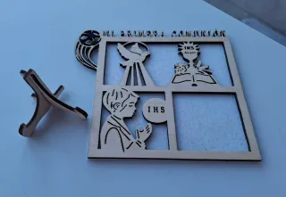 Cuadro Mi Primera Comunión madera + pie