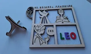 Cuadro Mi Primera Comunión madera + pie