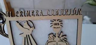 Cuadro Mi Primera Comunión madera + pie