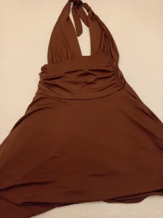 Vestido halter marrón