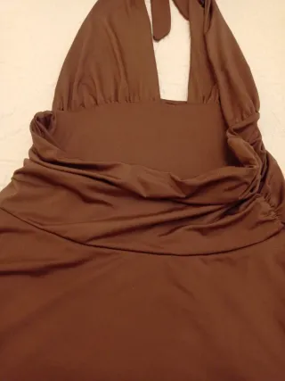 Vestido halter marrón