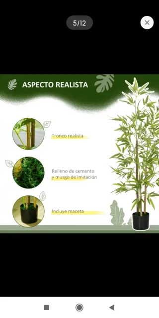 2 Plantas Bambú Artificiales 120cm