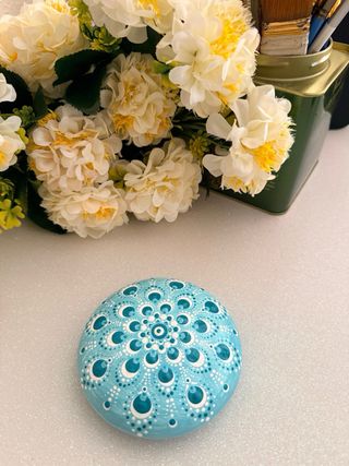 Pietra Mandala Decorativa Verde Acqua