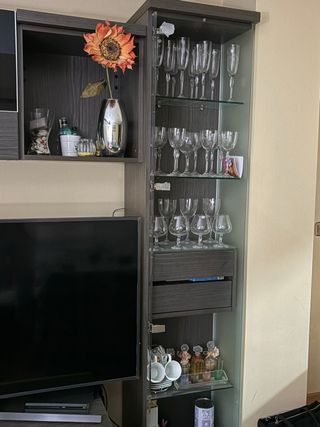 Mueble salón moderno negro y gris