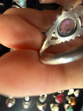 Anillo Plata Ley Amatista Natural Facetada