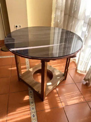 Mesa camilla redonda y cristal