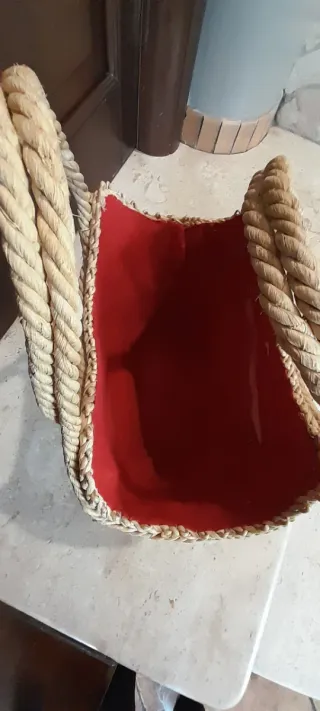 Borsa sacco cesta beige e marrone