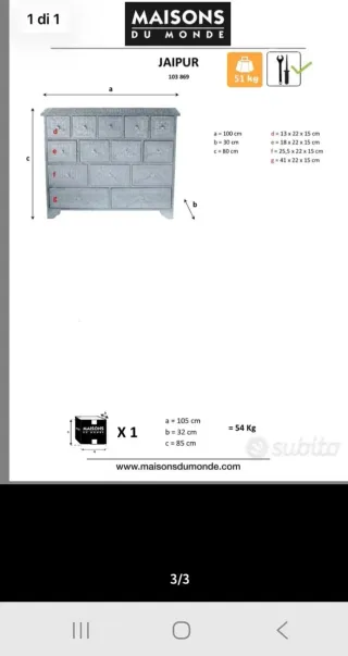 Cassettiera Maison du Monde legno e metallo