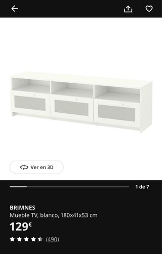 Mueble TV Ikea BRIMNES Blanco 180cm