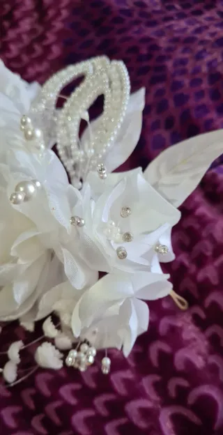 Tocado Novia Flores Perlas