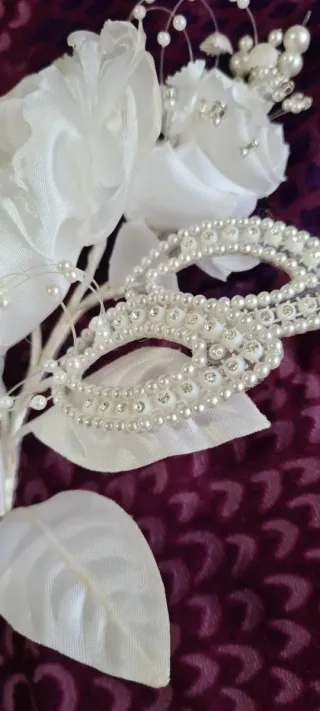 Tocado Novia Flores Perlas