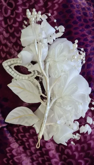 Tocado Novia Flores Perlas